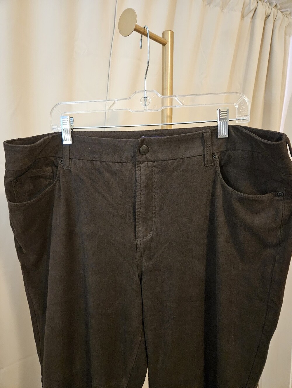 NYDJ Chocolate Brown Faux Suede Lift Tuck Skinny Pants Size 20W - Picture 3 of 4